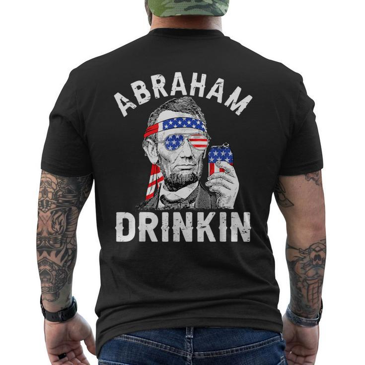 4Th Of July Abraham Drinking Merica Abe Lincoln Beer Lover Men's T-shirt Back Print