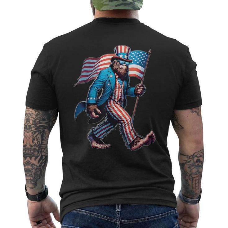 4Th Of July Bigfoot Sasquatch Patriotic American Flag Men's T-shirt Back Print