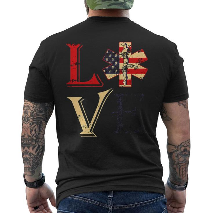 4Th Of July Ems Emt Patriotic Flag Distressed Love Men's T-shirt Back Print