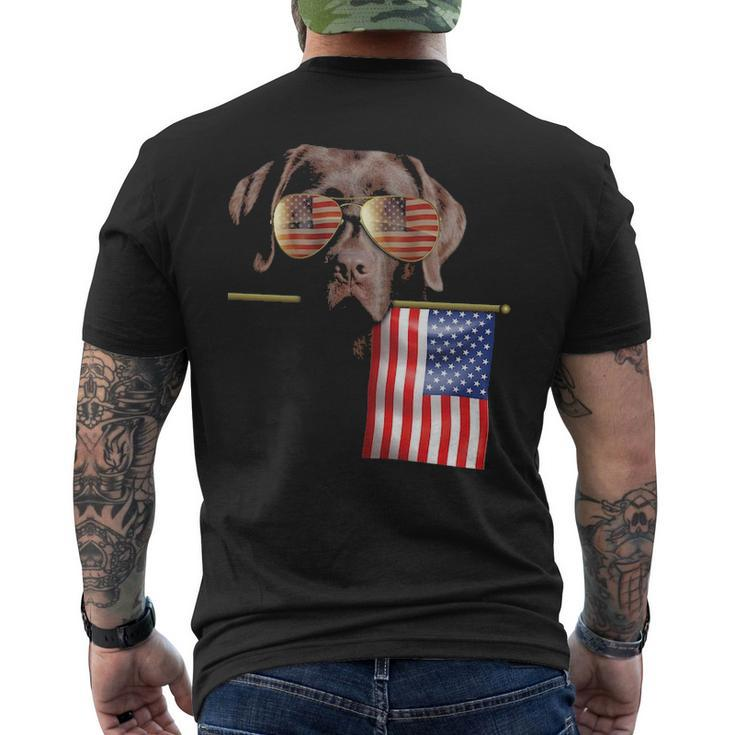 4Th Of July Fun American Flag Chocolate Labrador Dog Lover T Men's T-shirt Back Print
