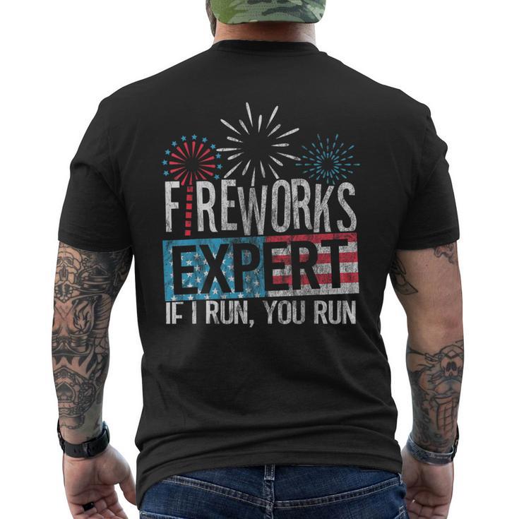 4Th Of July Red White And Blue Fireworks Expert Men's T-shirt Back Print