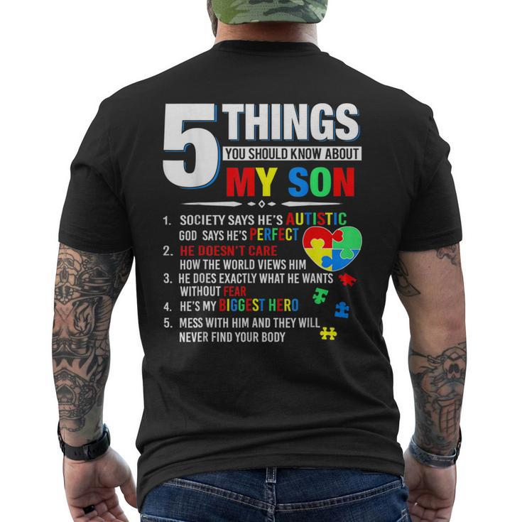 5 Things You Should Know About My Son Autism Awareness Men's T-shirt Back Print