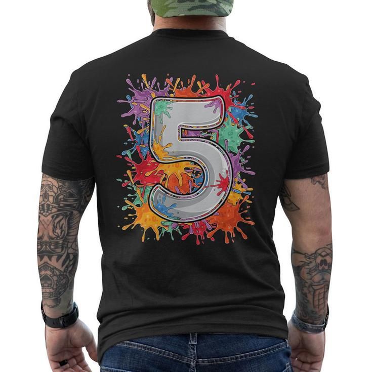 5 Year Old Colorful Splashes 5Th Birthday Paint Splash Men's T-shirt Back Print