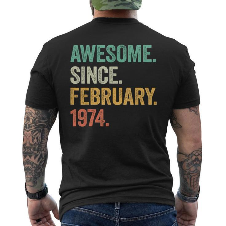 50 Year Old Awesome Since February 1974 50Th Birthday Men's T-shirt Back Print