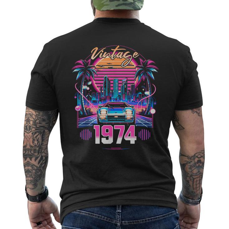 50 Years Old Synthwave Aesthetic Vintage 1974 50Th Birthday Men's T-shirt Back Print