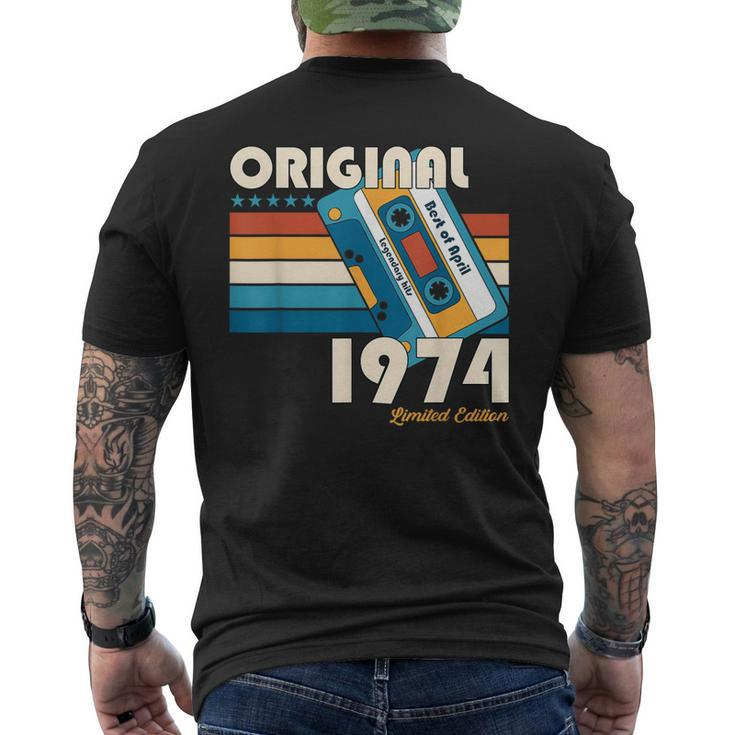 50Th Birthday Man April Vintage 1974 Vintage Cassette Men's T-shirt Back Print