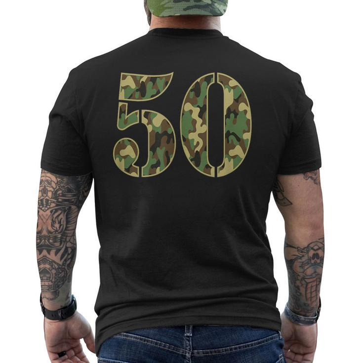 50Th Birthday Soldier Number 50 Year Old Military Camo Men's T-shirt Back Print