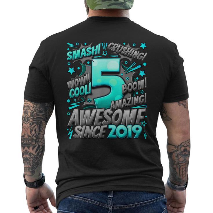 5Th Birthday Comic Style Awesome Since 2019 5 Year Old Boy Men's T-shirt Back Print