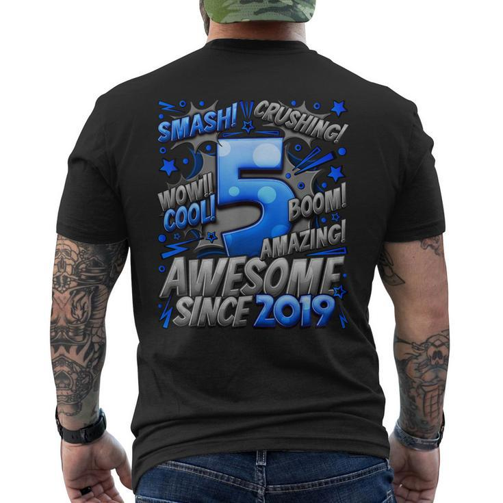 5Th Birthday Comic Style Awesome Since 2019 5 Year Old Boy Men's T-shirt Back Print