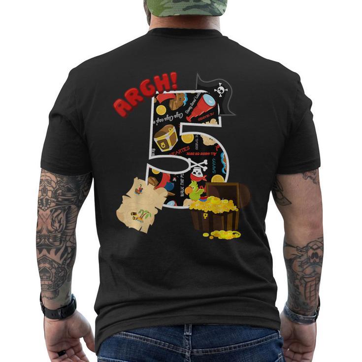 5Th Birthday Pirate 5 Years Old Pirate Treasure Bday Party Men's T-shirt Back Print