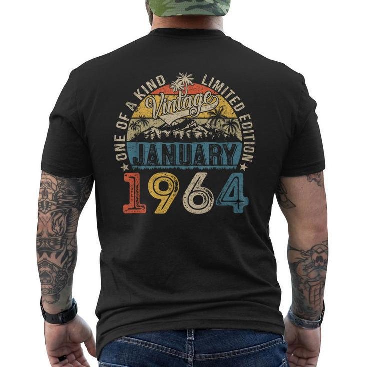 60 Years Old Made In 1964 January 1964 Vintage 60Th Birthday Men's T-shirt Back Print