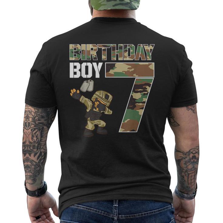 7 Year Old Boy Military Army 7Th Birthday Boy Men's T-shirt Back Print