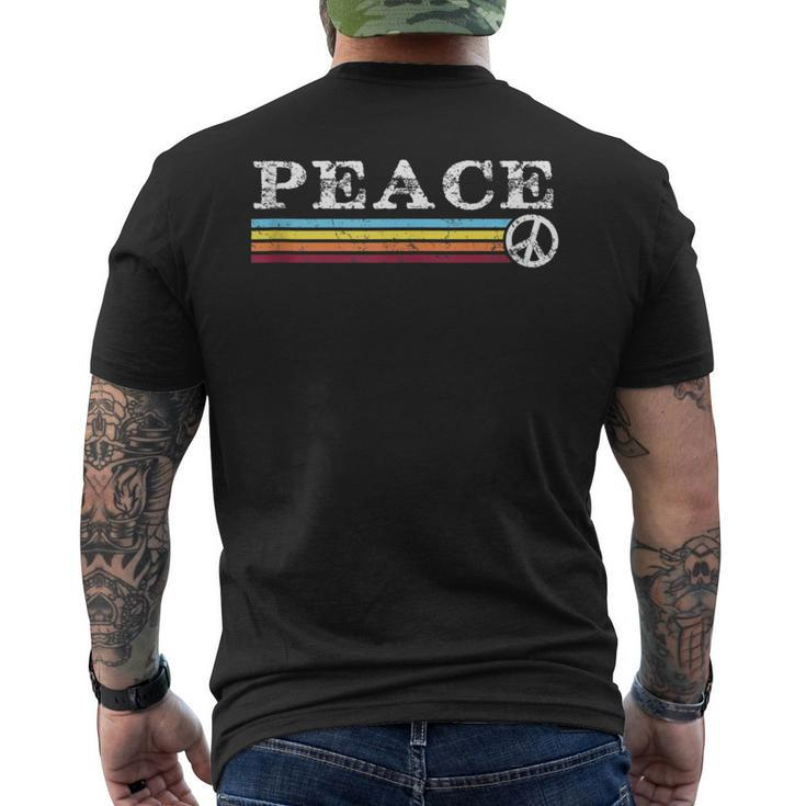 70'S Stripe Vintage Retro Peace Hippy Hippie Men's T-shirt Back Print