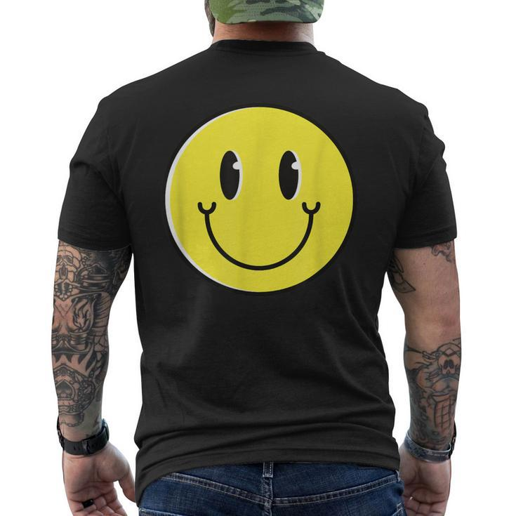 70S Yellow Smile Face Cute Happy Peace Smiling Face Men's T-shirt Back Print