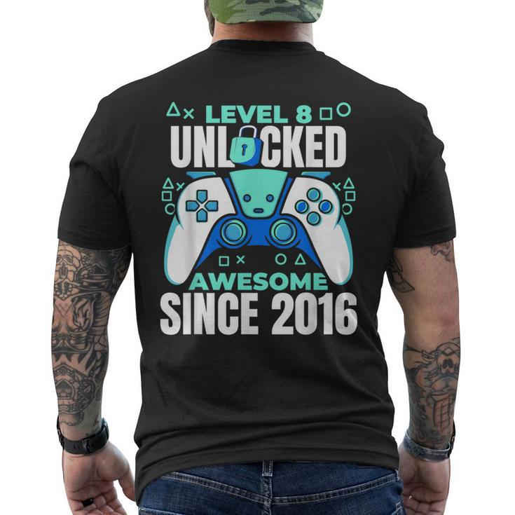 8 Year Old Gamer Gaming 8Th Birthday Level 8 Unlocked Men's T-shirt Back Print