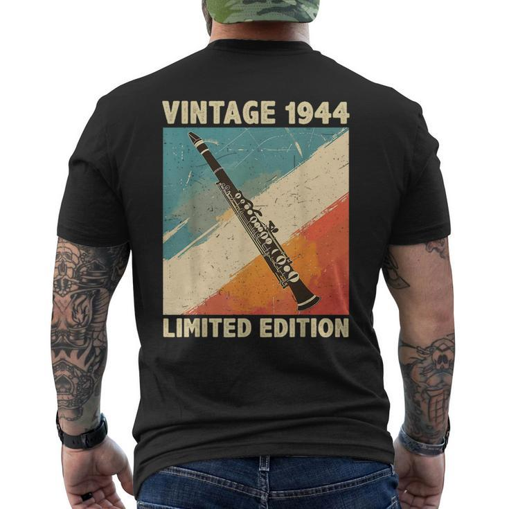 80 Years Old Vintage 1944 Clarinet Lover 80Th Birthday Men's T-shirt Back Print
