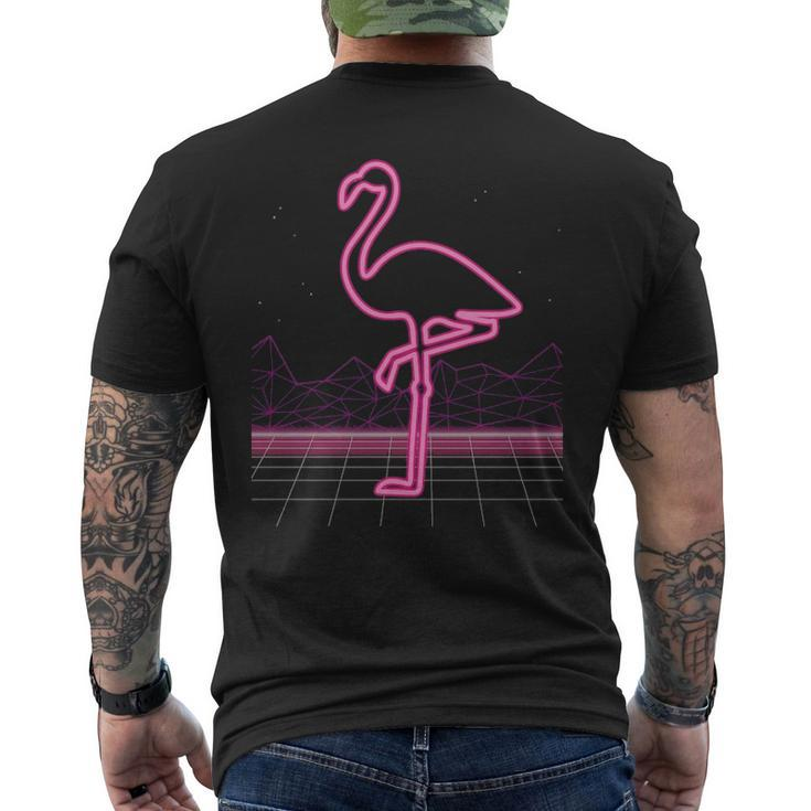 80S Retro Neon Sign Pink Flamingo 80'S Men's T-shirt Back Print