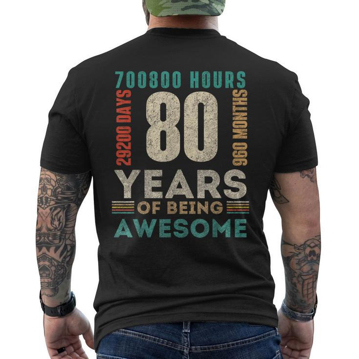 80Th Birthday Hours Days Months 80 Years Old Bday Men's T-shirt Back Print