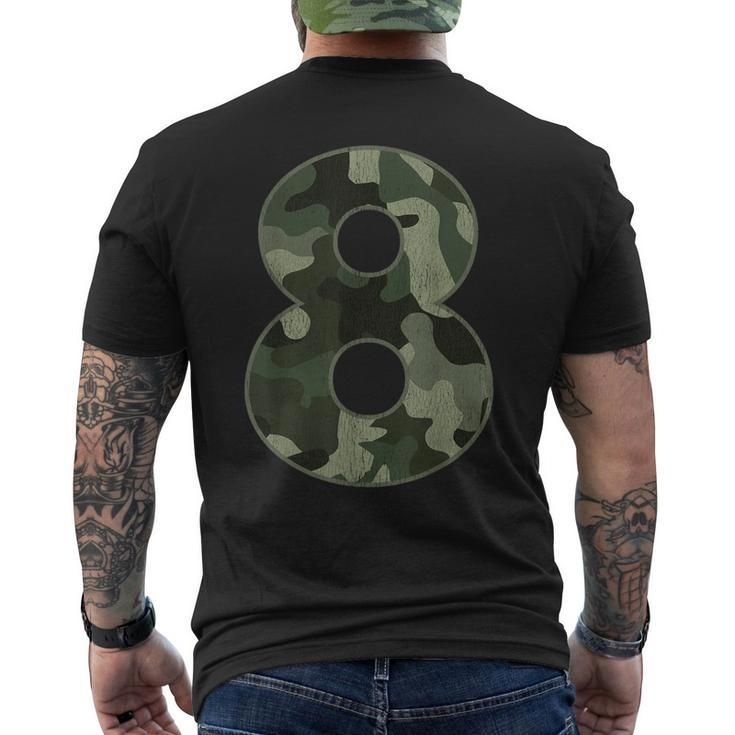 8Th Birthday Army Birthday Party 8 Years Old Camo Number 8 Men's T-shirt Back Print