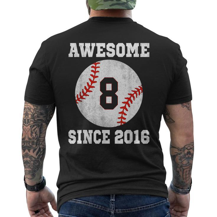 8Th Birthday Baseball Player 8 Years Old Vintage Sports Men's T-shirt Back Print