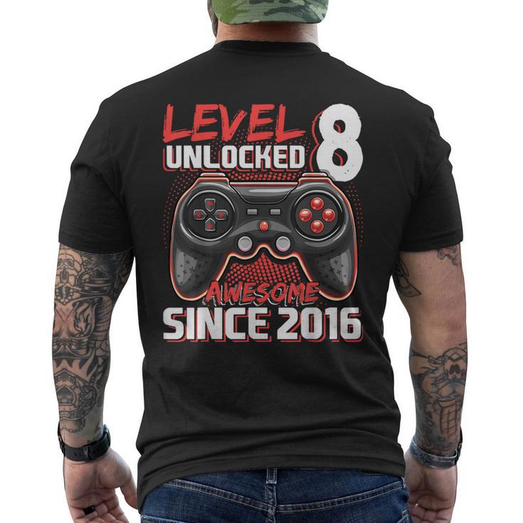 8Th Birthday Gamer 8 Year Old Bday Boy Eight Son Men's T-shirt Back Print