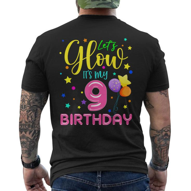 9Th B-Day Let's Glow It's My 9 Year Old Birthday Matching Men's T-shirt Back Print
