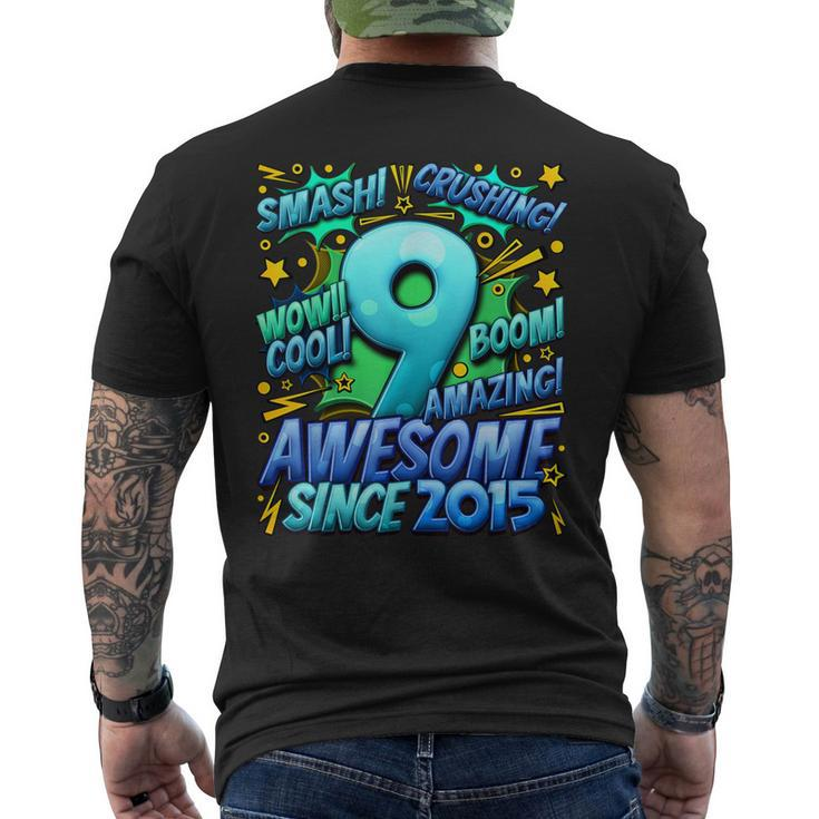 9Th Birthday Comic Style Awesome Since 2015 9 Year Old Boy Men's T-shirt Back Print