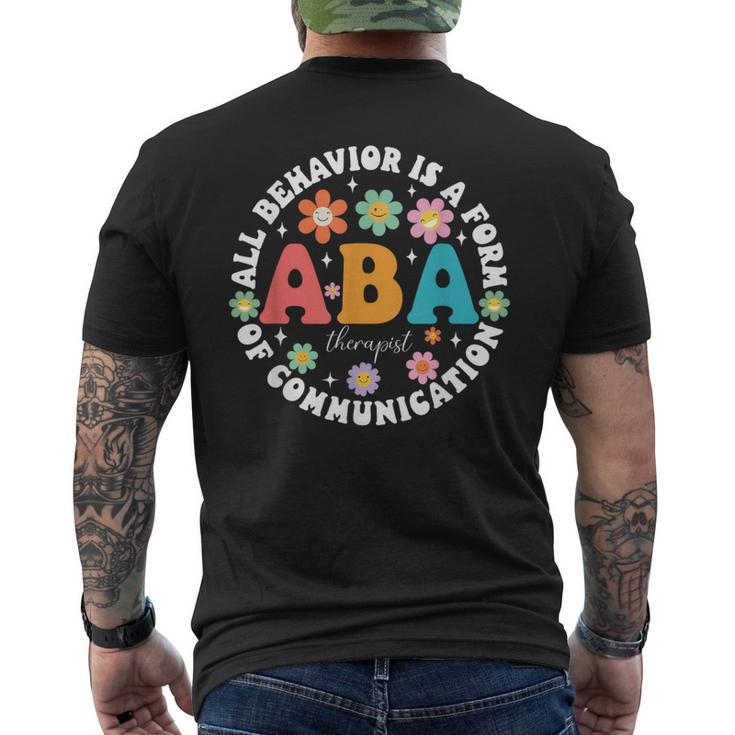 Aba Therapist Behavior Analyst Autism Therapy Rbt Floral Men's T-shirt Back Print