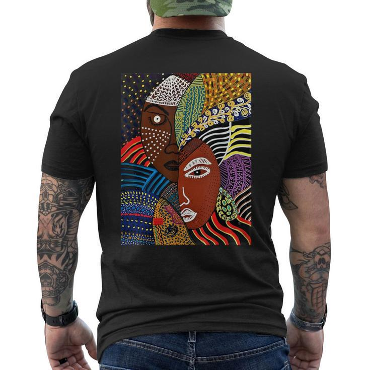 Abstract Brown Skin African American Tribal Mask Black Men's T-shirt Back Print