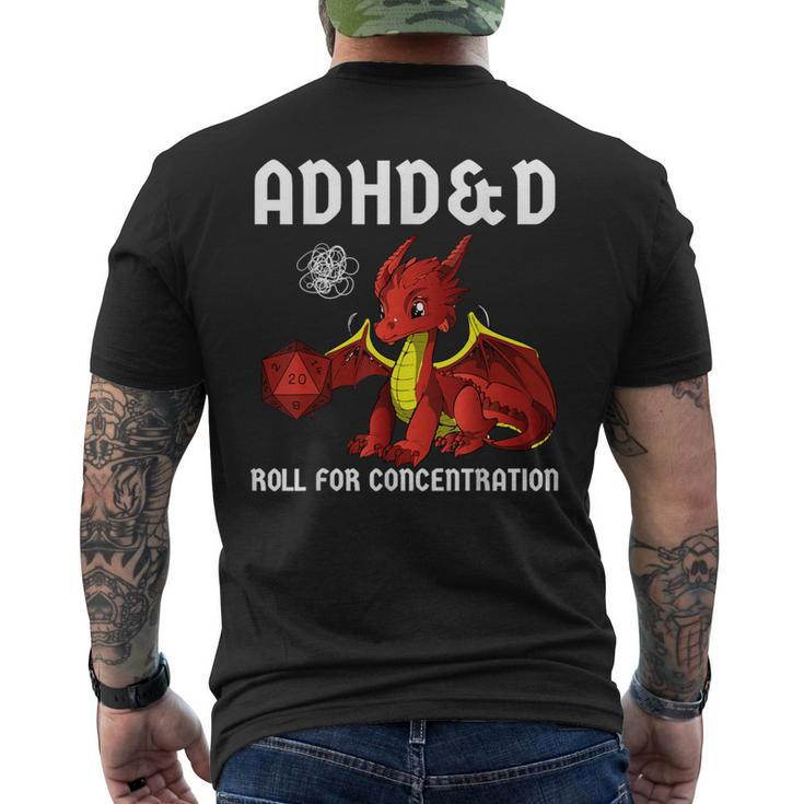 Adhd&D Roll For Concentration Cute Dragon Men's T-shirt Back Print