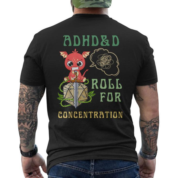 Adhd&D Roll For Concentration Quote Gamer Apparel Men's T-shirt Back Print