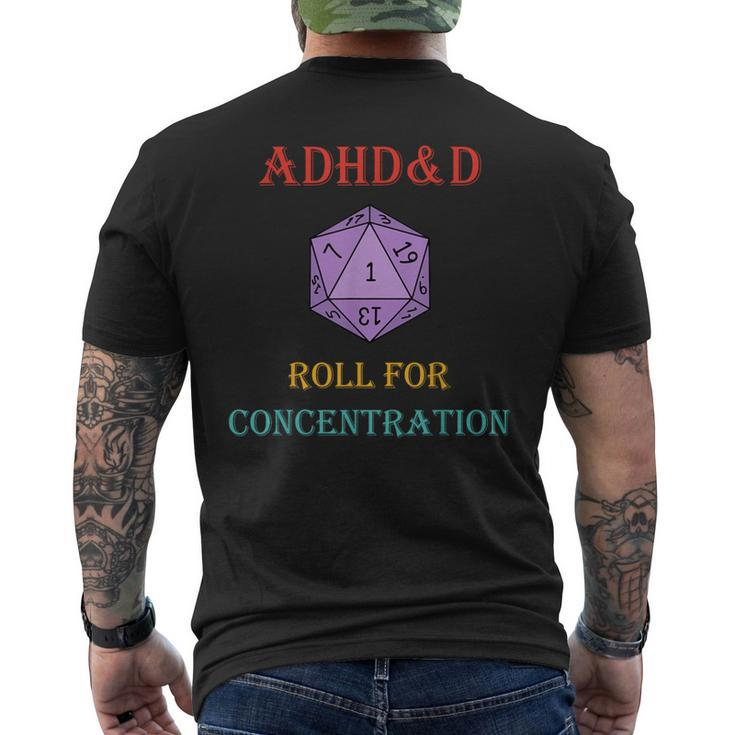 Adhd&D Roll For Concentration Vintage Quote Men's T-shirt Back Print