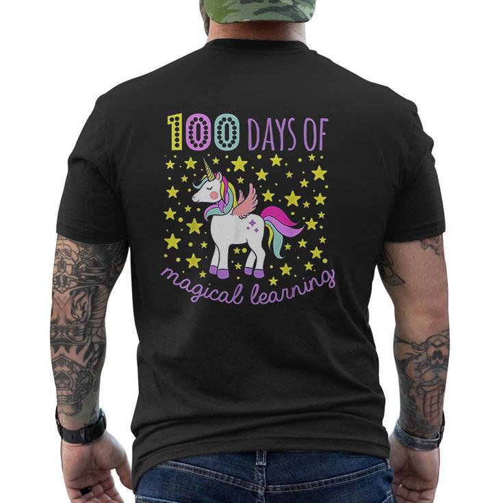 Adorable 100 Days Of Magical Learning School Unicorn Mens Back Print T-shirt - Thegiftio