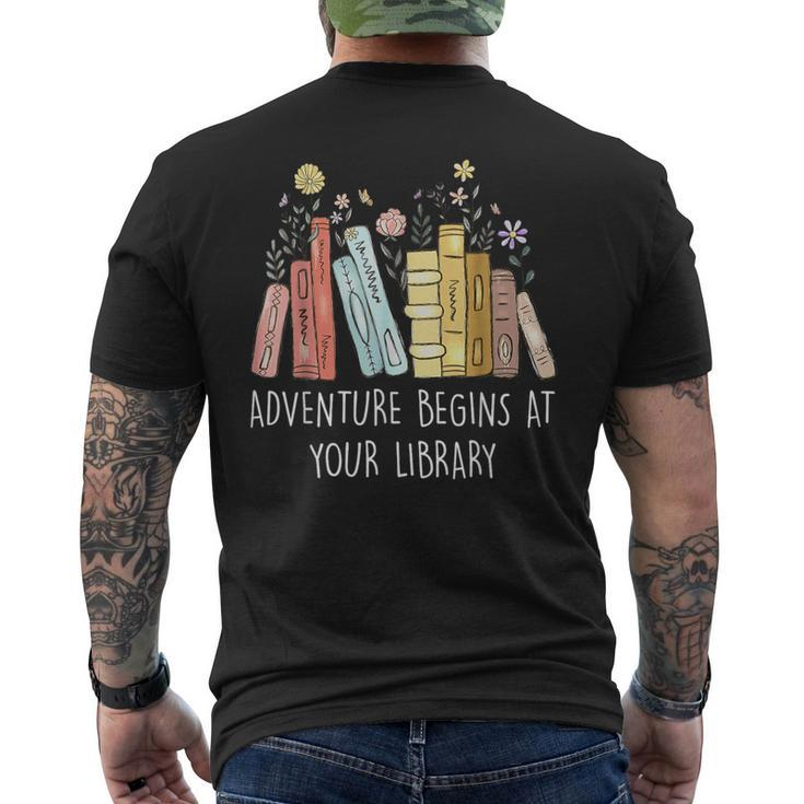Adventure Begins At Your Library Summer Reading 2024 Books Men's T-shirt Back Print