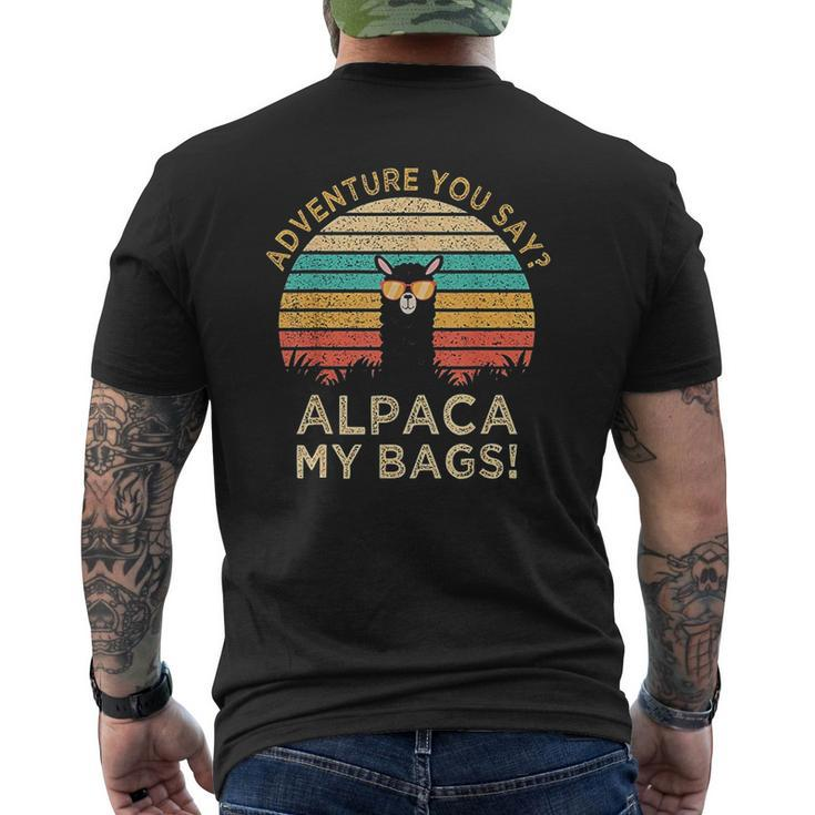Adventure You Sa Alpaca My Bags Vintage Travel Mens Back Print T-shirt