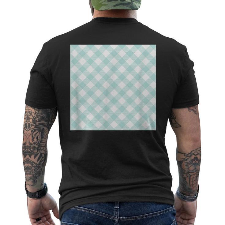 Aesthetic Pastel Teal Plaid Buffalo Print Men's T-shirt Back Print