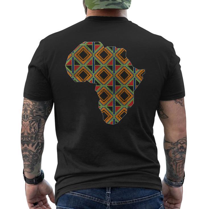 Africa Map Kente Pattern Blue African Ghana Style Ankara Men's T-shirt Back Print