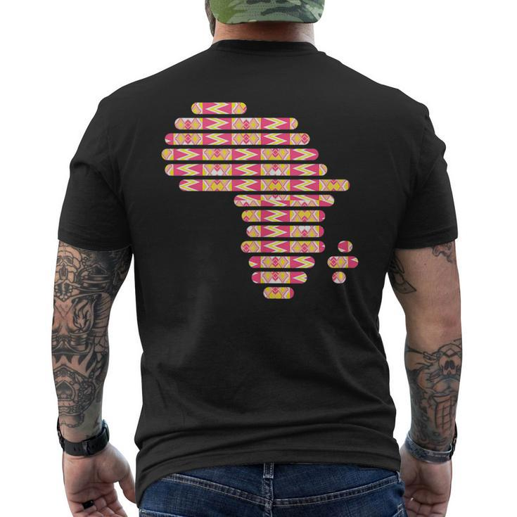 Africa Map Kente Pattern Pink Ghana Style West African Print Men's T-shirt Back Print