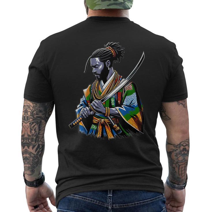 Afro American Samurai Anime Cartoon Japanese Bushido Warrior Men's T-shirt Back Print