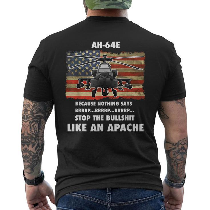 Ah-64E Apache Helicopter Military And Veteran Vintage Flag Men's T-shirt Back Print