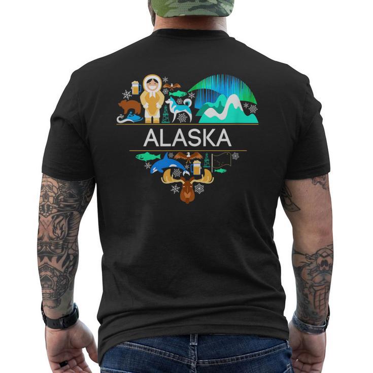 Alaska Icon Heart With Alaska Alaskan Pride Men's T-shirt Back Print