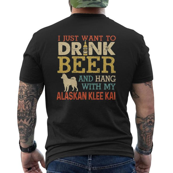 Alaskan Klee Kai Dad Drink Beer Hang With Dog Vintage Mens Back Print T-shirt