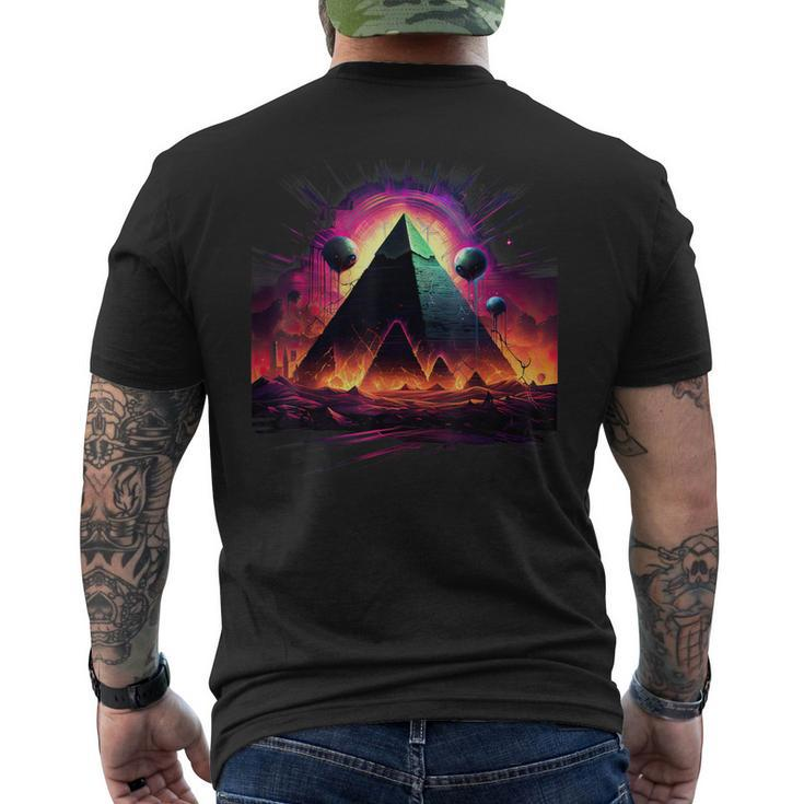 Aliens Space Ufo Ancient Egyptian Pyramids Science Fiction Men's T-shirt Back Print