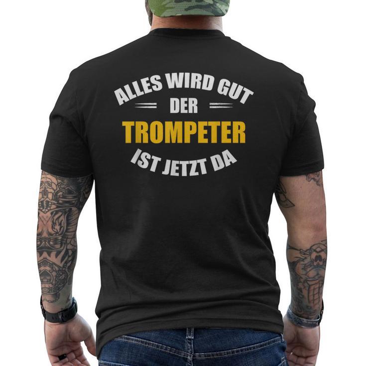 Alles Wird Gut Trumpeter Herren-Kurzärmliges Herren-T-Kurzärmliges Herren-T-Shirt in Schwarz, Musikliebhaber Design