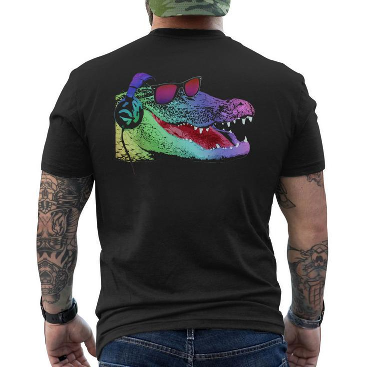 Alligator With Headphones And Sunglasses Men's T-shirt Back Print