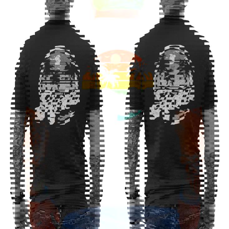 Aloha Hawaii Hawaiian Island Vacation Palm Trees Beach Men's T-shirt Back Print