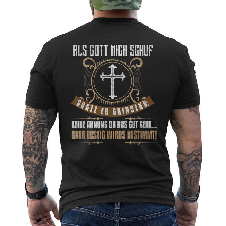 Als Gott Mich Enschf Als Gott Mich T-Shirt mit Rückendruck