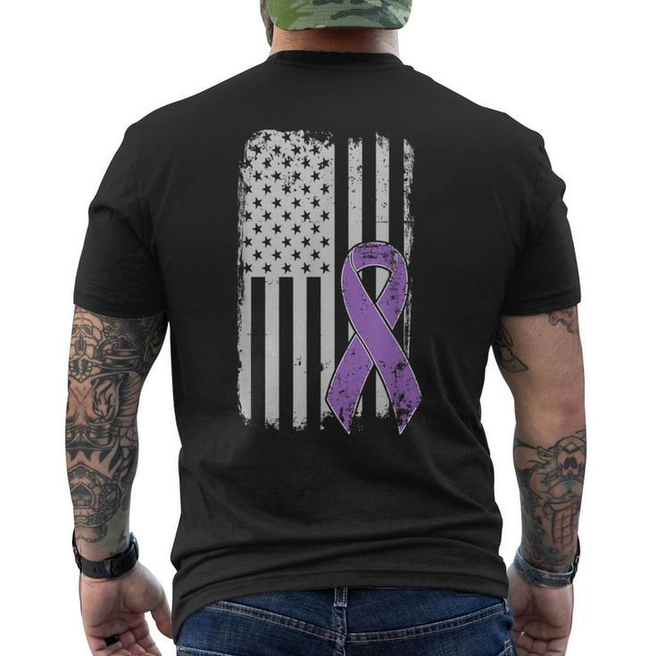 Alzheimers Awareness Usa American Flag Alz Dementia Ribbon Men's T-shirt Back Print