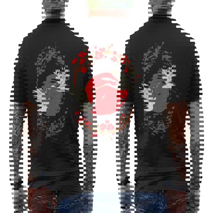 Amante De Las Grullas Comunes Adorables Pájaros Amantes De Las Flores Camiseta Hombre Estampado Espalda