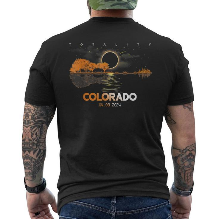 America Guitar Total Solar Eclipse 2024 Colorado Men's T-shirt Back Print